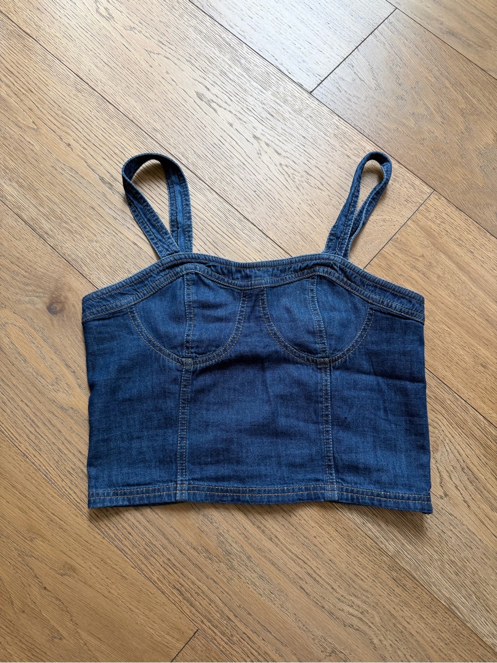 LOFT Dark Indigo Denim Bustier Top